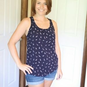 FLASH SALE!!!! Bird pattern navy tank top