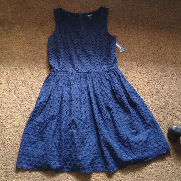 NWT eye let solid fit n flare dress
