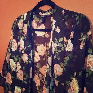 Floral sheer kimono