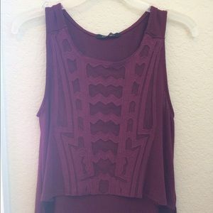 Maroon High Low Crop Top