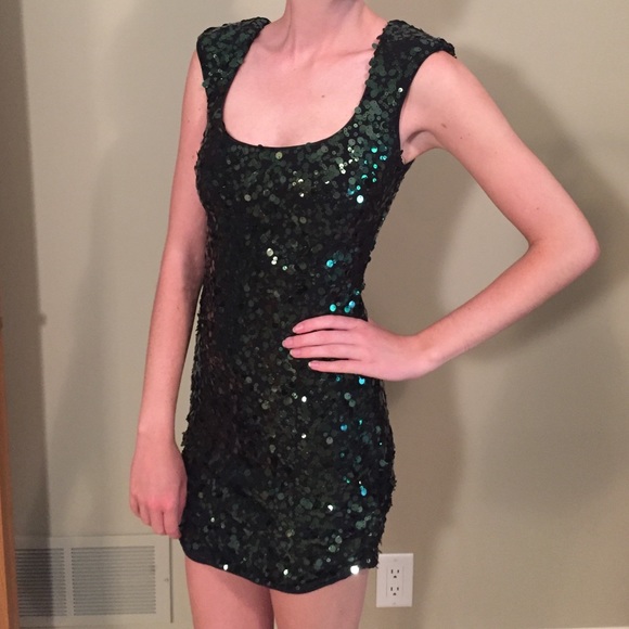 B. Darlin Dark Green Sequin Party Dress
