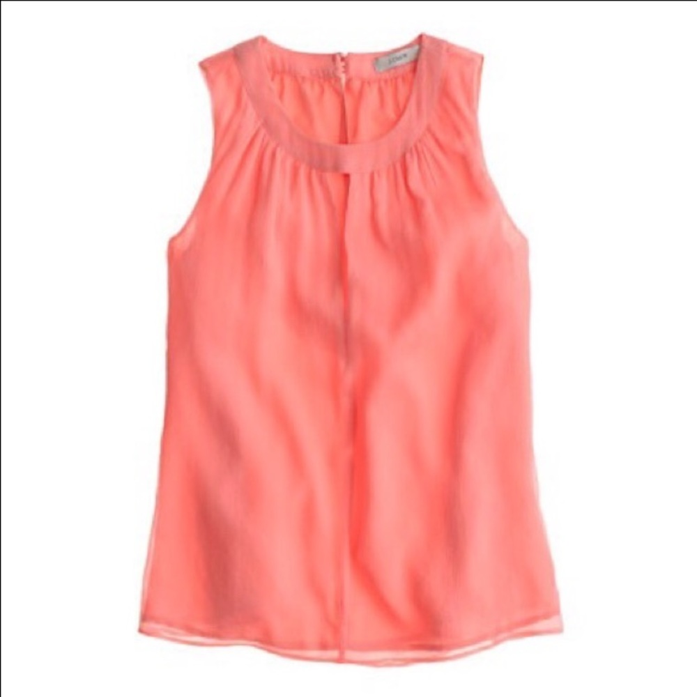 J. Crew ll Coral Silk Keyhole Top
