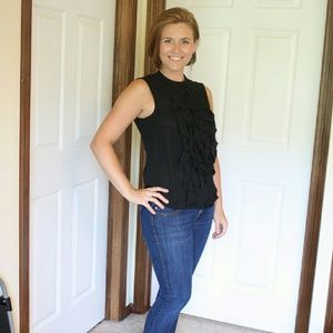 H&M ruffle front black tank