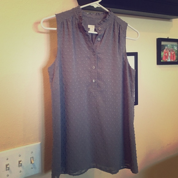 Grey J. Crew dot blouse