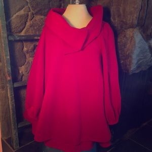 Big Lined Red Coat Dress SzL — BELT INCLUDED!
