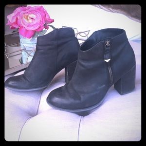 Black leather booties