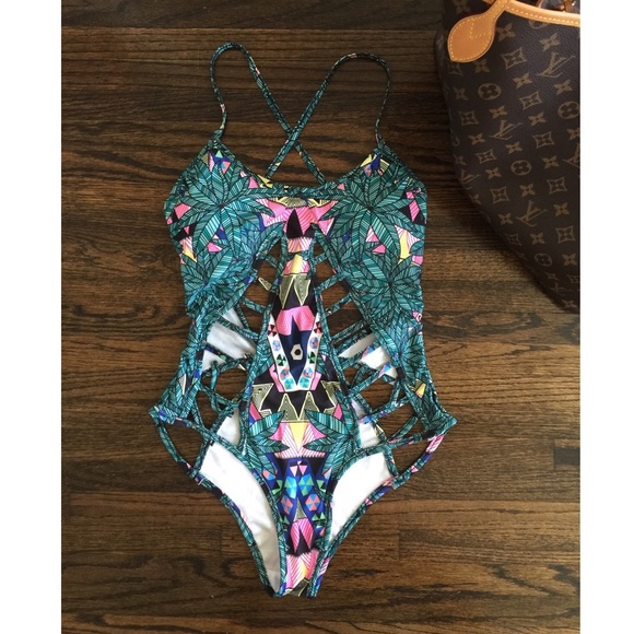 Tribal Printed One Piece with Cutouts - Picture 2 of 4