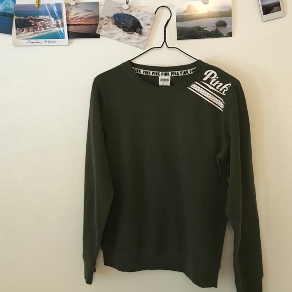 VS PINK army green sweatshirt
