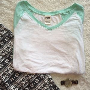 Victoria's Secret PINK mint raglan baseball tee