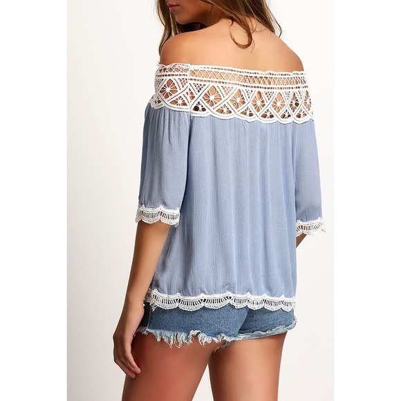 Blue Off Shoulder Top. - Picture 2 of 2