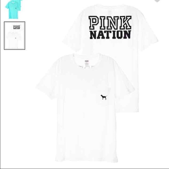 SOLD‼️NWT White VS Pink Nation campus tee