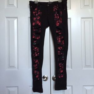 Urban Outfitters Black Red Cross Cutout Jeans