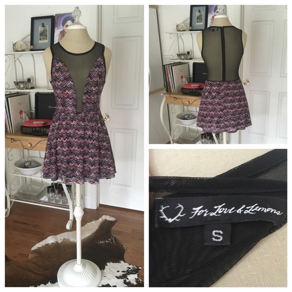 For Love and Lemons Multi Sheer Back Mini Dress