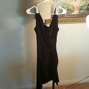 Little black dress with sequin strap