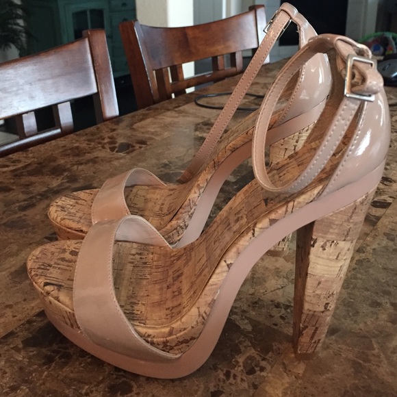 Lauren Conrad cork/blush heels