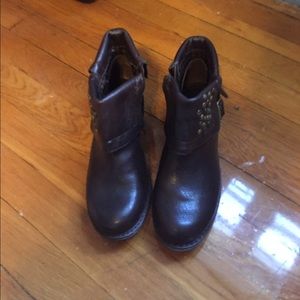 BareTraps Dark Brown Leather Ankle Booties