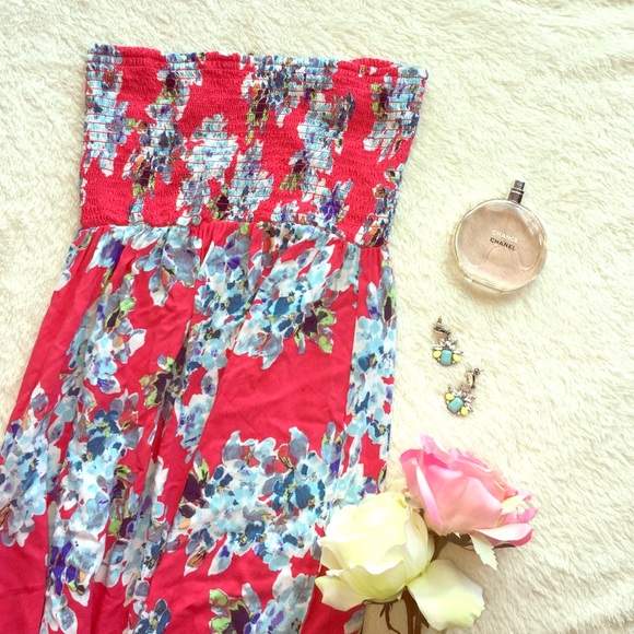 Pink floral maxi dress