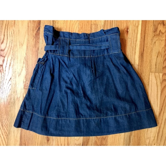 -DELETE- Chambray Bow Tied High Waist Paperbag Denim Skirt - Picture 2 of 5