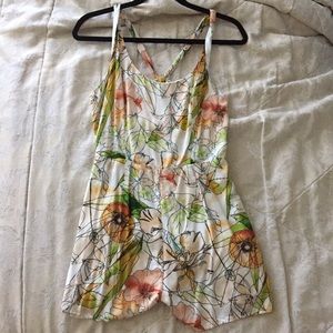 Watercolor floral print romper