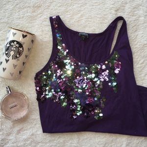 EXPRESS purple sequin tank top