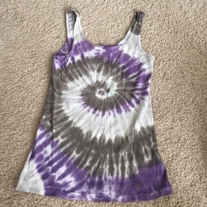 Purple and gray tie dye tank top