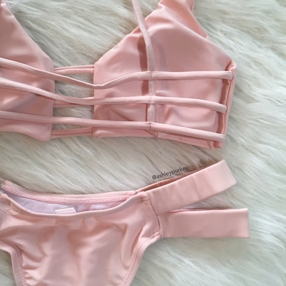 SOLD blush pink strappy caged bikini set - Picture 3 of 3