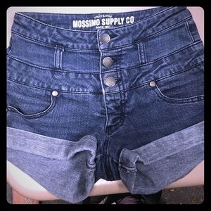 High waisted blue jean shorts