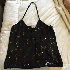 Going out black sequin top