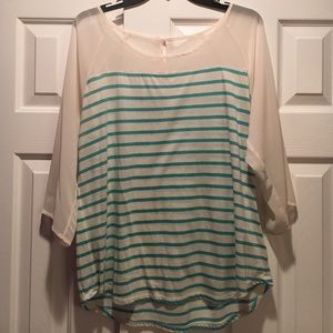 Aqua & White Striped Blouse. LC Lauren Conrad