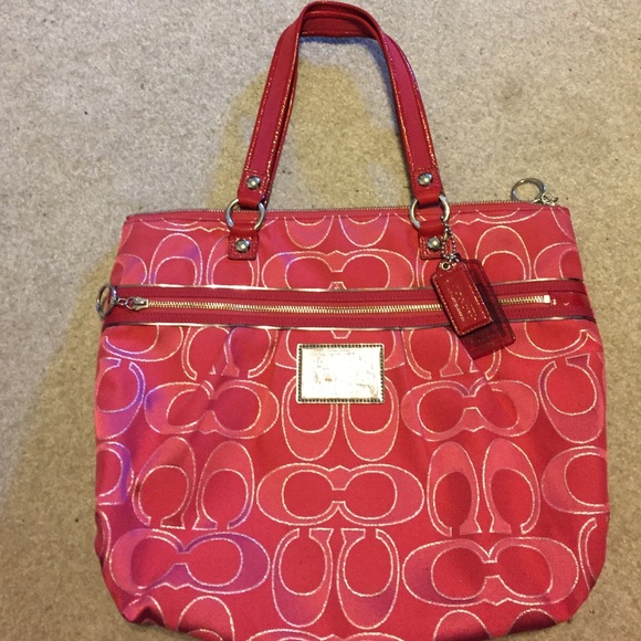 Coral coach purse