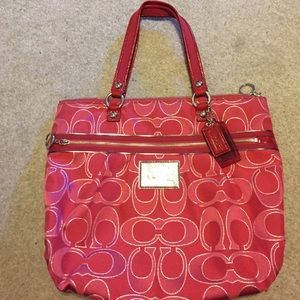 Coral coach purse
