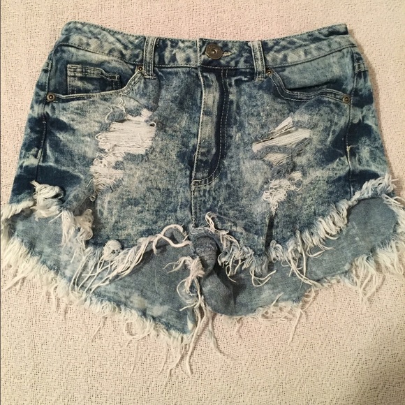 High waisted distressed shorts