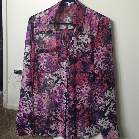 Express floral portofino button up shirt