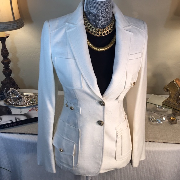 Versace ⚜ Luxurious Off White Silk /Gold Jacket