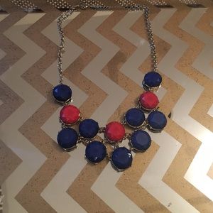 Navy and red statement necklace