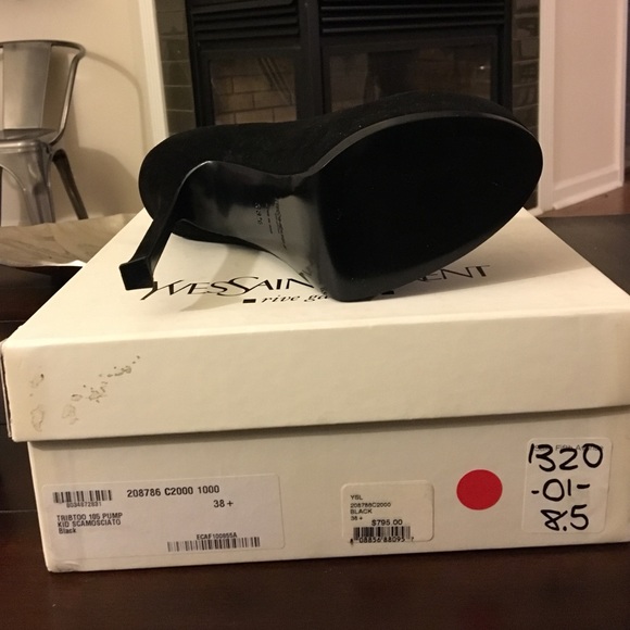 Yves Saint Laurent Black Suede Tribtoo Sz 38.5 - Picture 2 of 4