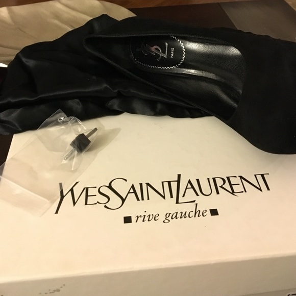 Yves Saint Laurent Black Suede Tribtoo Sz 38.5 - Picture 3 of 4