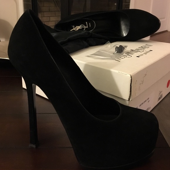 Yves Saint Laurent Black Suede Tribtoo Sz 38.5 - Picture 4 of 4