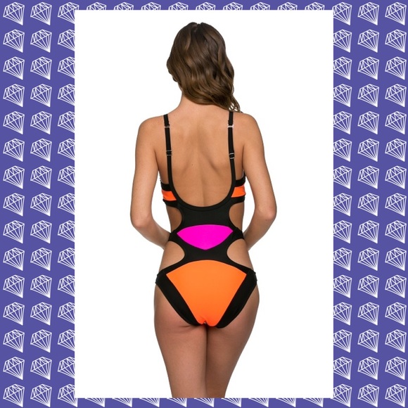 CLOSE OUT {LAST 1}Pink, orange & black 🔥monokini - Picture 3 of 4