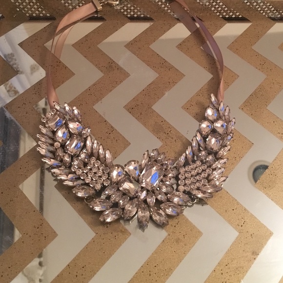 Crystal and ribbon ornate necklace