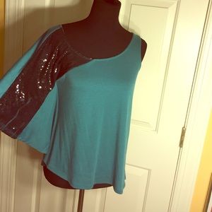 One Shoulder Sequins Top