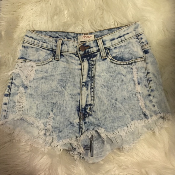 High-waisted denim shorts