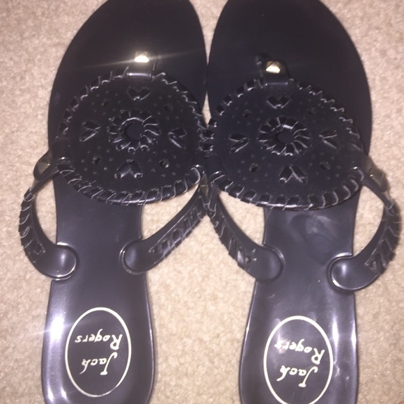 All black jelly Jack Rogers