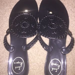 All black jelly Jack Rogers