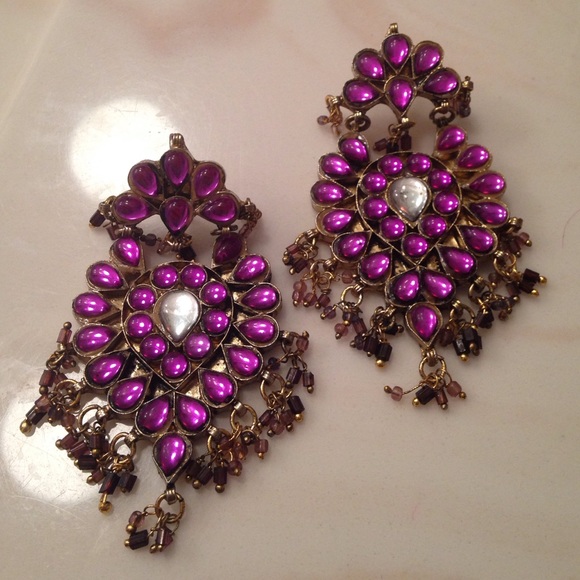 💜Purple Beaded Earrings💜