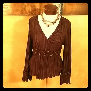 😆ON SALE🎵Cato chocolate blouse with sequin trim