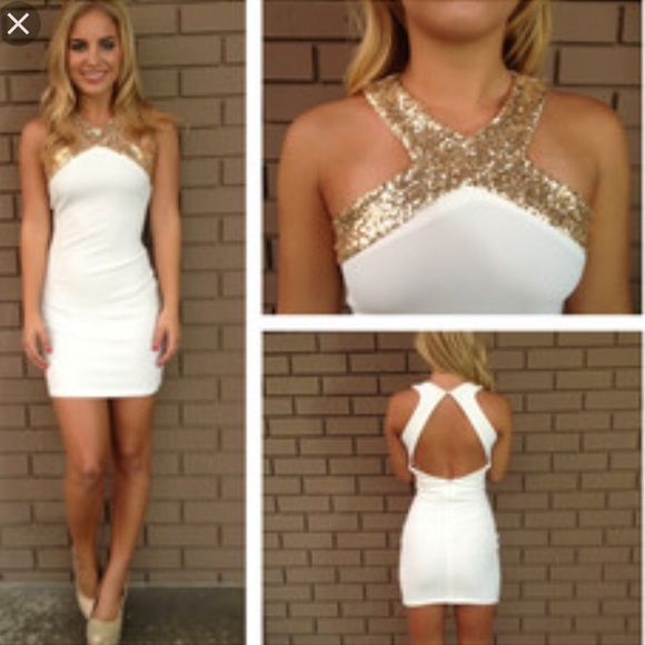 Dainty Hooligan white & gold dress