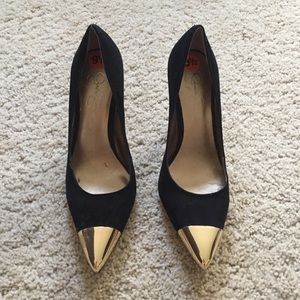 Suede Black Pointed Toe Heels
