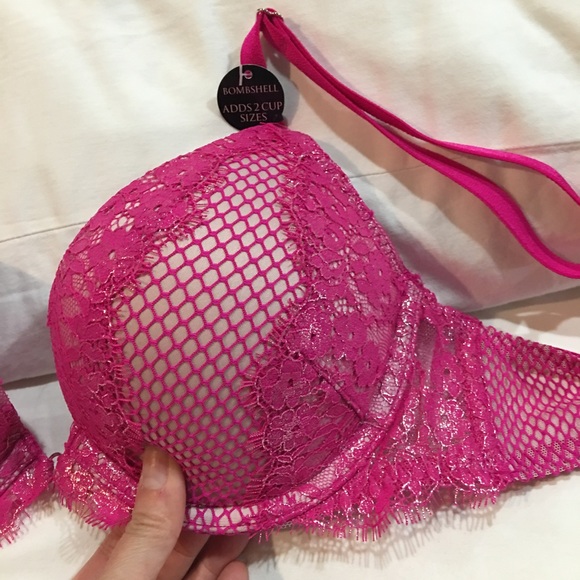 ❌sold❌ Bombshell Push Up Add 2 Cup Bra 32B Pink - Picture 3 of 4