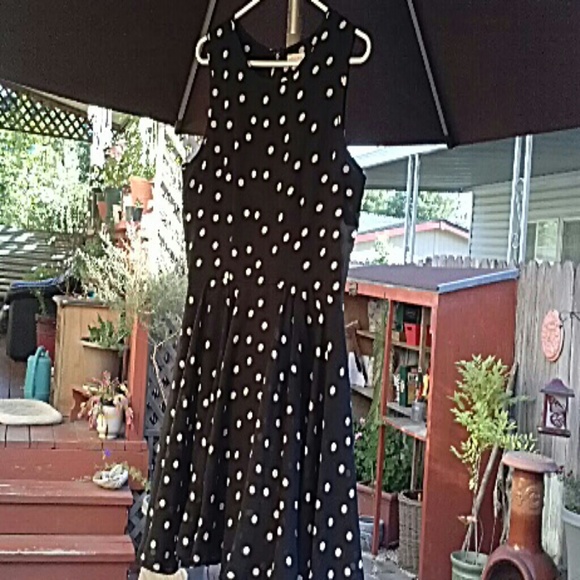 Maison Jules Sexy black dress with polka dots